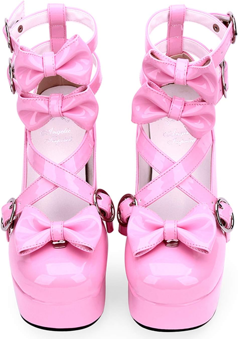 Pink 75MM Heel Ankle-High Round-Toe Lolita Cosplay Shoes