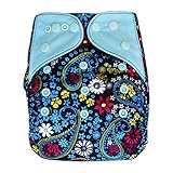 EcoAble Baby Charcoal Bamboo All-In-One AIO Cloth Diaper w/ Pocket, Size 10-35Lb (Paisley)