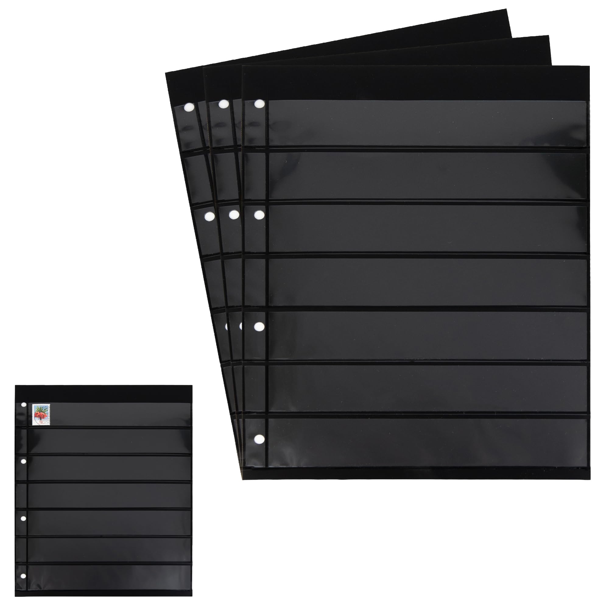 3 Prophila double-sided stocksheets, 7-way division, 7 pockets