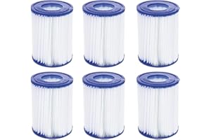 WuYan 6 Pack Swimming Pool Filter Compatible for Cartridge Type II, Replacement Hot Tubs Filter Compatible with Lay Z Spa Filter Pump