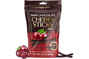 BeeMax Dark Chocolate Covered Dried Cherry Sticks - 3.5 oz Resealable Pouch (Pack of 1) - Non-GMO, Premium Belgian dark chocolate Covered Fruit Sticks - Great for Snacking, Gifting & Dessert Treats