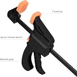 LJHOME 4Pcs Quick Grip Clamps 4 Inch F Clamps One Handed Quick Release view 3