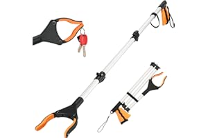 VAWINPULO Grabber Reacher Tool, 43.5" Foldable Reacher Grabber Pickup Tool, Aid Reaching Assist Grabber Tool, Grabbers for Seniors, Long Arm Extender for Elderly (Orange)
