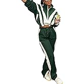 Mandonce 2 Piece Sets for Women Zip up Cropped Sweatshirt and Split Wide Leg Sweatpants Athleisure Sets for Women