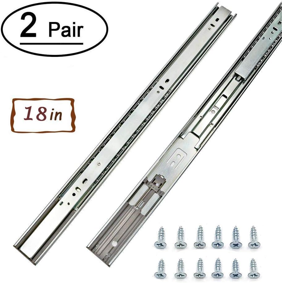 18 Drawer Slides Full Extension 2 Pairs – LONTAN 4502S3-18 Soft Close Dresser Drawer Slides Heavy Duty Drawer Slides 100 LB Capacity