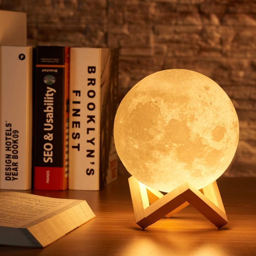 Buy SRK 3D 7 Color Changing Moon Night Lamp with Stand for Bedroom