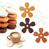 Silicone Coasters Set of 4 for Drinks, Non-Slip Silicone Cup Mat Brown Fall | Large Table Coaster for Hot Iced Drink, Flower Unique Gift for Home House Living Room Decor Office Tabletop Protection