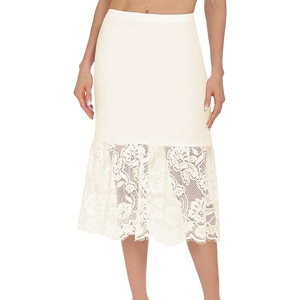 Ruffle Knit Underskirt SECRET LOVE IVORY RUFFLE SLIP EXTENDER DRESS  Life  Is Chic Boutique Lace Slip Dress Extender For Women
