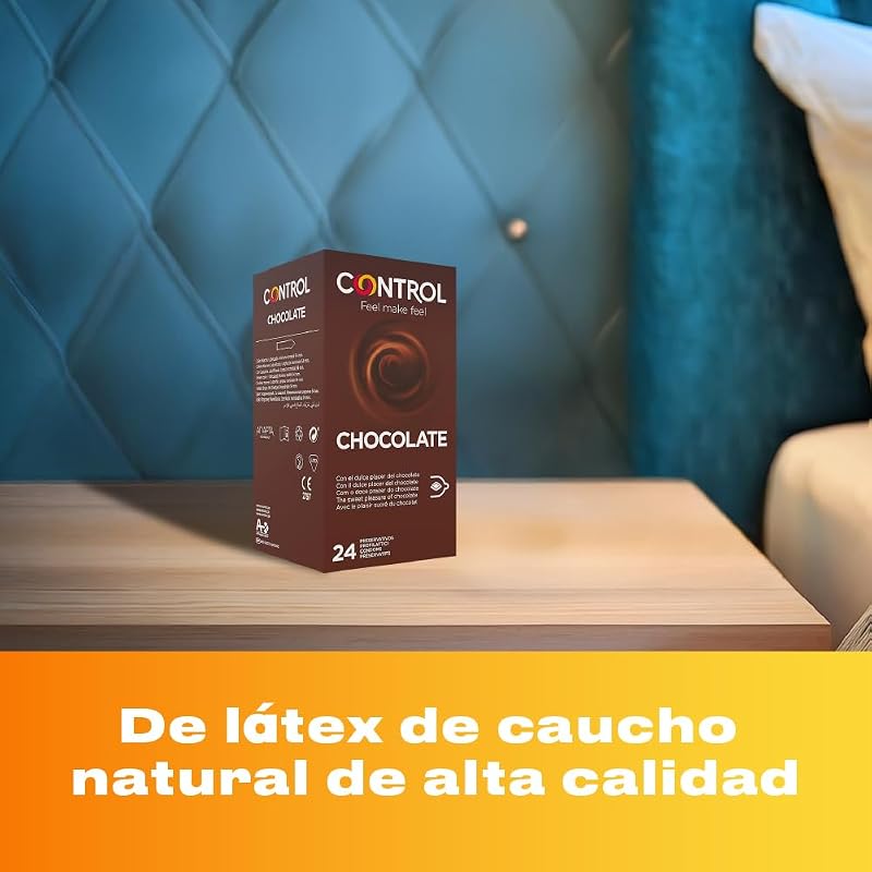 Preservativos de chocolate. Caixa de Poupança 24 Preservativos de Prazer de Chocolate Doce, Lubrificados. Desfrute de preservativos com ajuste perfeito para uma relação segura
