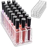 Zohadtak Lip Gloss Holder Lipstick Organizer, 24 Spaces Clear Acrylic Makeup Lipgloss Display Case for Countertop Vanity, Lip