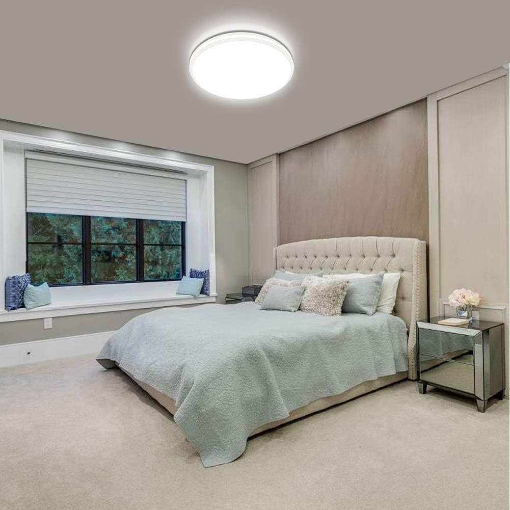 Quesen Flush Mount Ceiling Light Fixture, 80Ra 1850LM 5000K White LED Ceiling Light 20W Ceiling Lamp IP44 Waterproof for Bedroom Bathroom Kitchen Hallway Living Room - - 