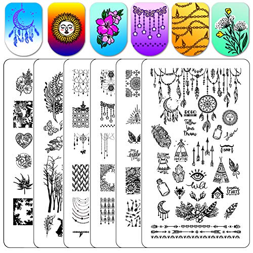 Nail Stamping Plate Stamper Plates - Ejiubas Double-sided Stamping Plates Set 3Pcs Nail Art Stamp Templates Nail Art Design EJB-X17 X18 Blackqueennaildesign - Thumbnail 7