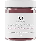 Amira Beauty Dead Sea Salt Body Scrub | Lavender & Chamomile | Foaming Shower Scrub with Organic Essential Oils | Exfoliates and Moisturizes Skin | 7 OZ