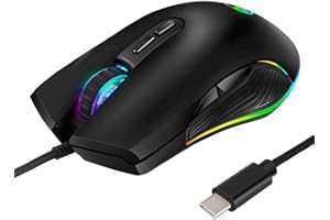 RGB LED Gaming Mice,3200 DPI,Wired USB C Port for Apple MacBook Pro 2017/2016,MacBook 14-Inch,Chromebook,Windows PC,Computer 
