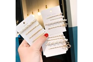 WHITEBRIDGE 12pcs Vintage Pearl Hair Bobby Pins Metallic Flower Barrettes Combination Hair Clips for Women Girls, Shiny Cryst