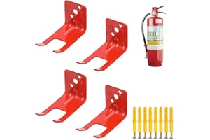 JIAYUYUARPY 4 Universal Fire Extinguisher Bracket and Signs, Wall Mount Fork Style Fire Extinguishers Hanger, Holder Hook for