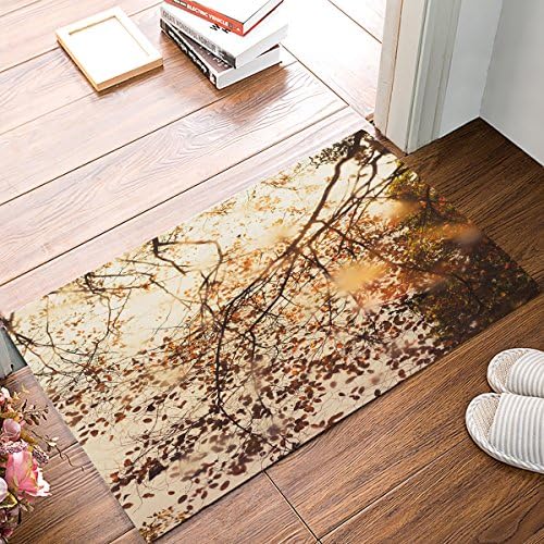 Welcome Doormats Non Slip Area Rugs Entryway Indoor Door Mat for Kitchen Living Room Bedroom Bathroom-Autumn Tree Leaf and Sunshine