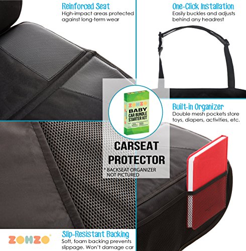 Zohzo Car Seat Protector & Back Seat Organizer/Kick Mat Bundle - Child & Infant Baby Seat Protectors - Thumbnail 6