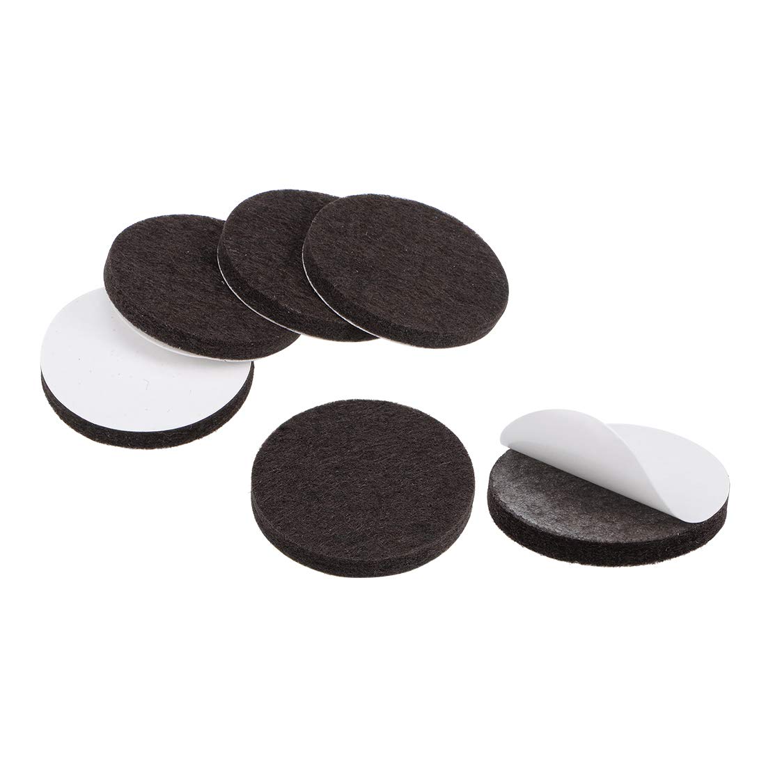 sourcing map Furniture Pads Adhesive Felt Pads 40mm Dia 5mm Thick Floor Protector Round Brown 24Pcs