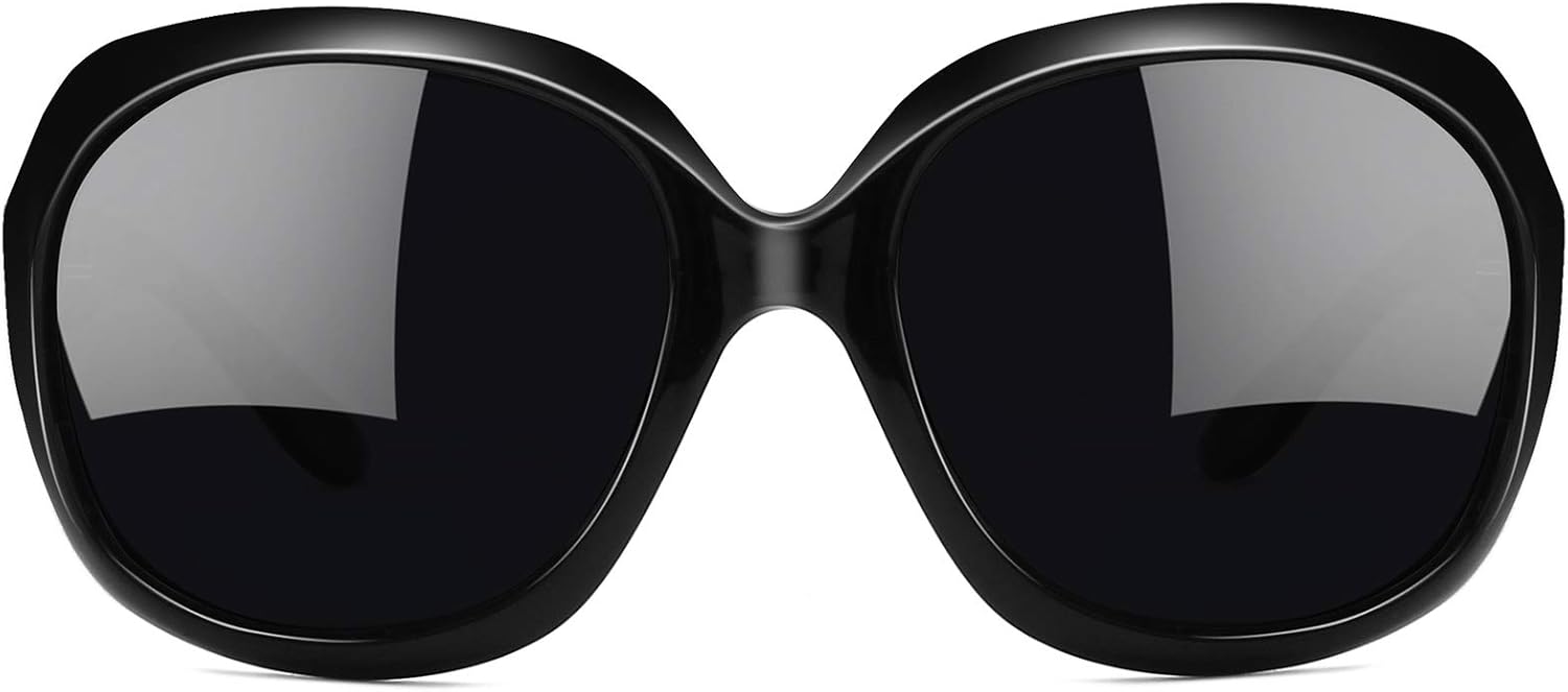 Joopin Oversized Fashion Sunglasses for Women, UV400 Big Frame Womens Sunglasses Polarized Ladies Sunglasses H9045 (Fashion Black): Clothing