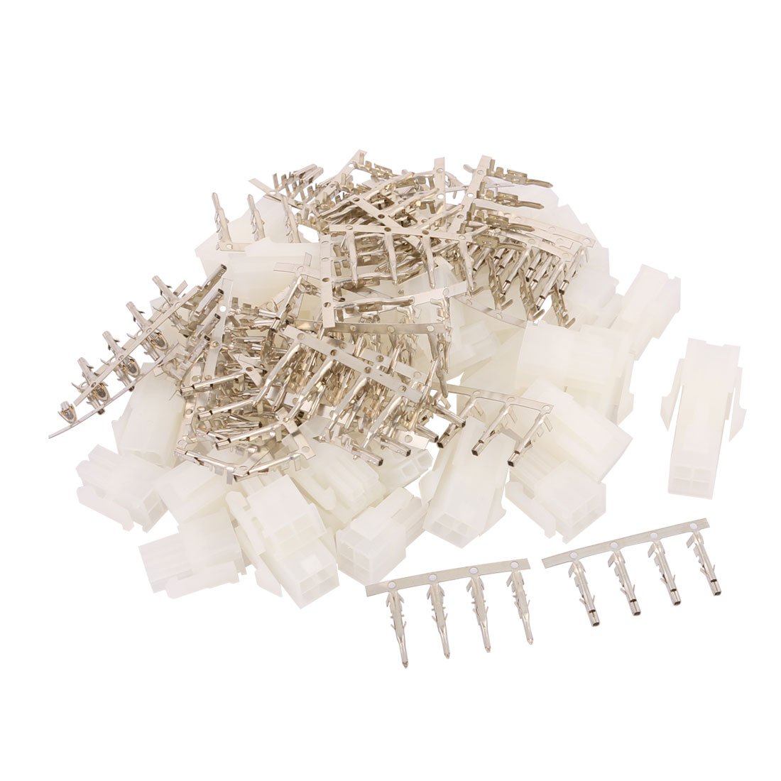 Sourcingmap 20 Pair White Plastic Dual 4 Pin Male + Female 4.2mm Pitch + 4 Pin Terminal PC PSU ATX Connector