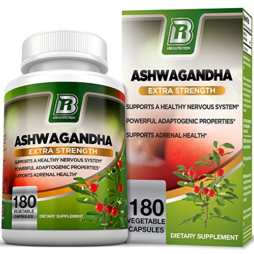 BRI Nutrition Ashwagandha - Premium Stress & Anxiety Relief w/Energy Boost & Calm, 1000mg Per Serving - 2 Vegetarian Vegetable Capsules (180 Count)