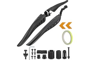 TuTuYa Bike Fender Set, Adjustable Bicycle Mudguards with 2 Arrow Reflective Stickers and 1 Reflective Tape, for 24-29 inch Bikes, Universal Front and Rear Tire Mud Guard for Most of Popular Bicycles