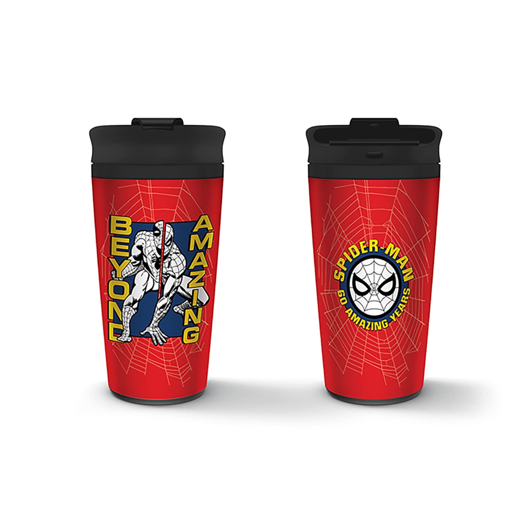 Marvel Spider-Man Metal Travel Mug (Beyond Amazing Design) 16oz Insulated Mug - Official Merchandise