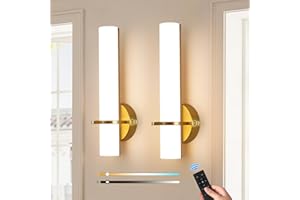 Battery Operated Wall Sconces, 15 Inch Gold Wireless Wall Sconces Set of Two, 10000mAh Rechargeable Sconces with Remote Contr