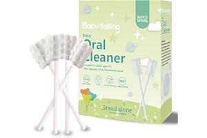 Lyntimo Baby Tongue Cleaner Gauze, Soft Wavy Brush Head Disposable Oral Cleaning Stick with Paper Handle, Infant Gum Mouth Cl