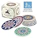 Naipusun Coasters for Drinks,Absorbent Ceramic Stone with Cork Backing Mandala Coaster,Protect Your Furniture from Spills Scratches Water Rings and Damage, Set of 8 (306)