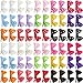 Habibee 60pcs Baby Girl Grosgrain Ribbon Hair Bows 30 Pairs 2 Inch Newborn Toddlers Kids Small Hair Clips Barrettes Pigtails Bows with Hairbows Holder (Solid Color + Polka Dot)