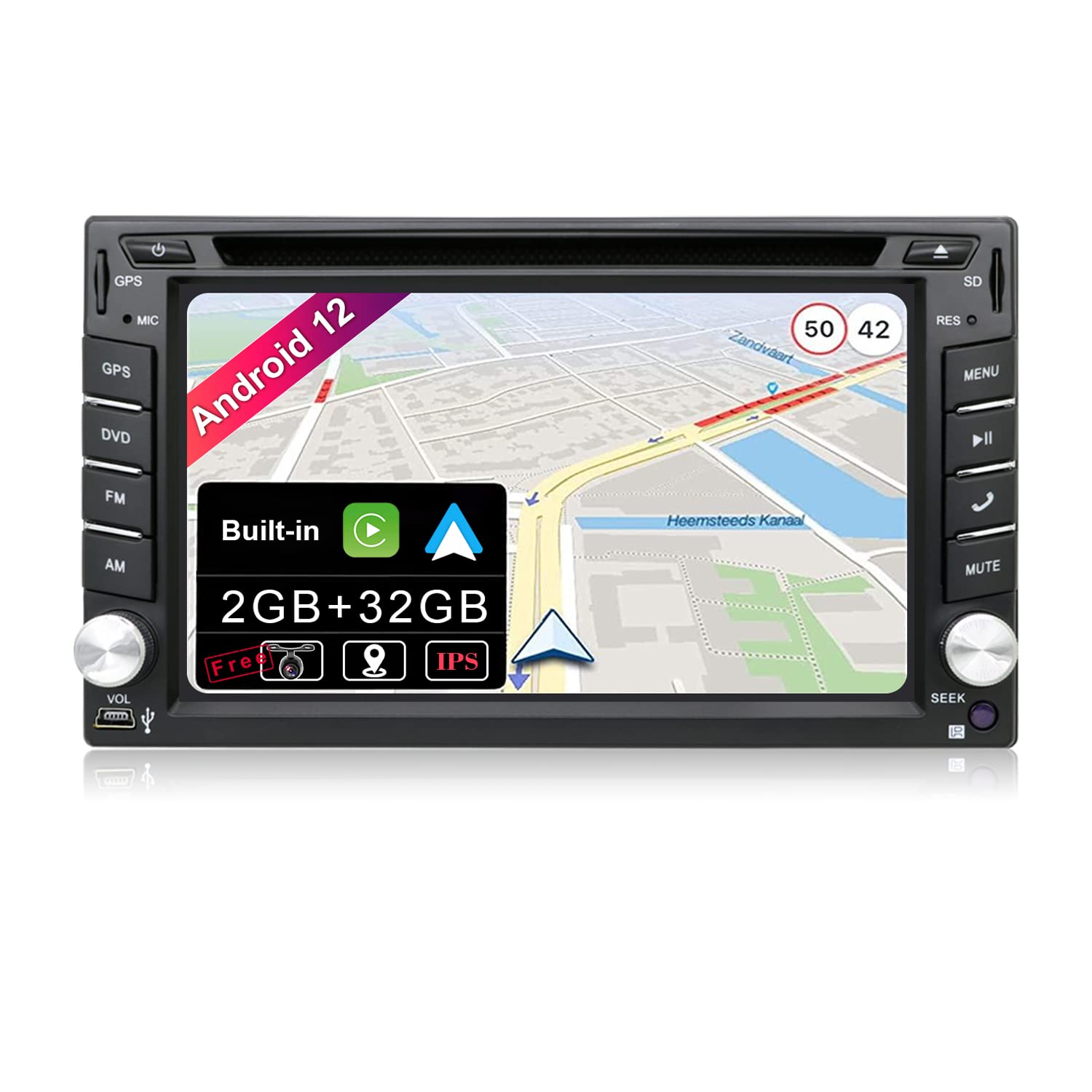 JOYX Android 10 Double Din Car Stereo Universal Radio Navigation | 2G+32G | Free Backup Camera Microphone | 6.2 Inch | Support DAB teering wheel WIFI Bluetooth5.0 MirrorLink 4G Carpaly Android Auto