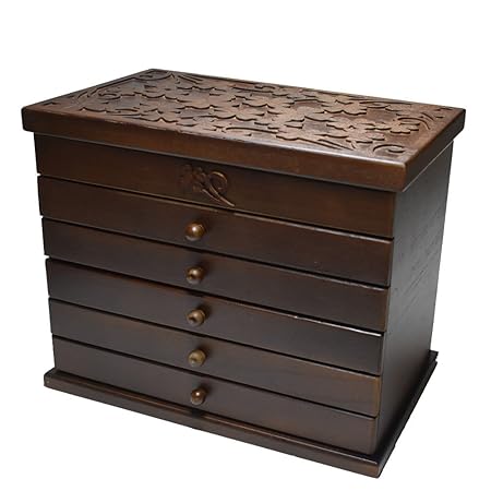Six Layer Carvings Hollow Wooden Jewellery Box Large Jewellery Box