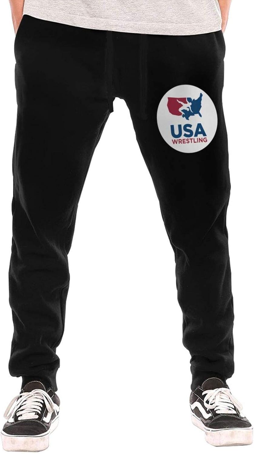 YPGZRSCX USA Wrestling Men's Printed Cotton Long Pants