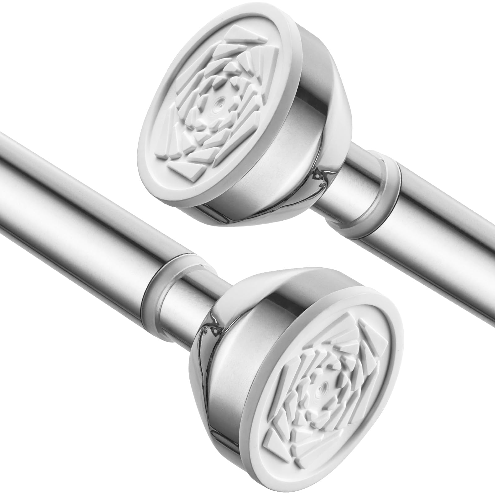 Shower Curtain Pole 73-138cm Stainless Steel Shower Curtain Rod Tension Rod for Curtains No Drill Extendable Curtain Poles Shower Curtain Rail for Bathroom Bedroom Kitchen Wardrobe, Silver