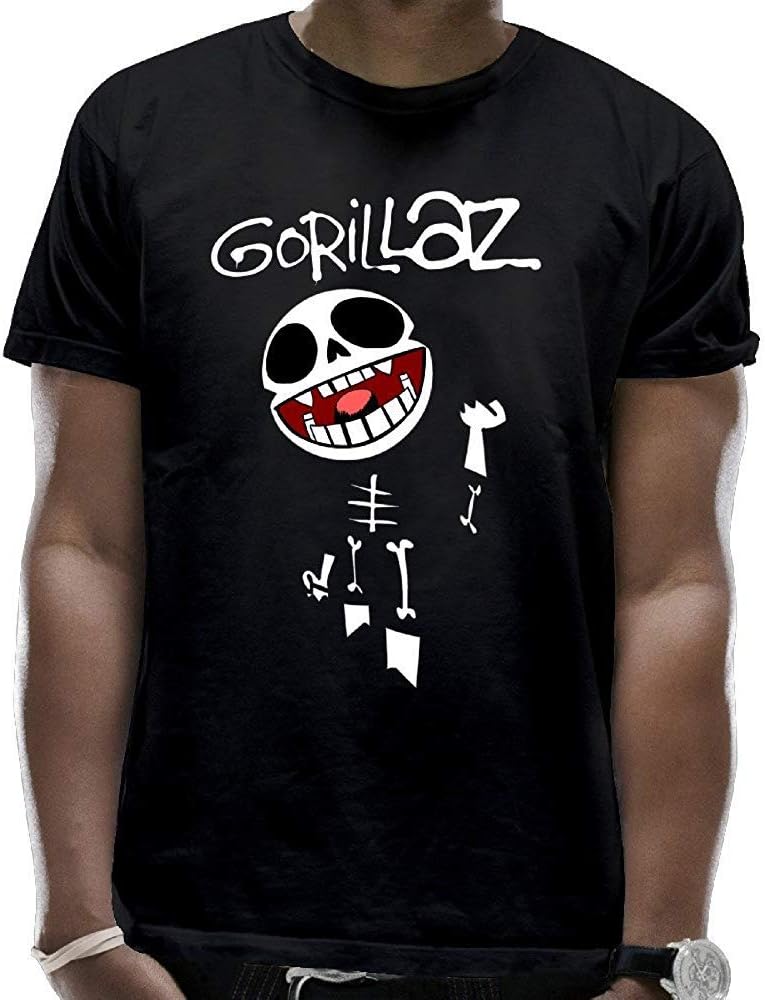 Ancoset Generic Men's Crewneck Basic Short Sleeve T-Shirt Bonesy Band Gorillaz Skull Cotton Casual Tops
