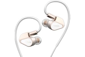 HiFiGo TANCHJIM Fission in-Ear Monitor, Customized Dynamic Driver Gaming Earbuds w/ 12-Tuning Modes Interchangeable 3.5/4.4/USB-C Cable Hybrid IEM Earphones Suitable for Game & Audio (Champagne Gold)
