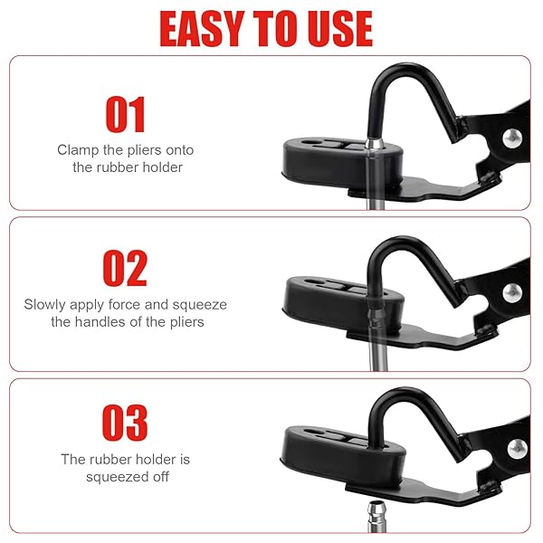 GOSKNOR EXHAUST HANGER PLIERS & 4PCS 2 HOLE RUBBER EXHAUST HANGERS, EXHAUST HOOK WRENCH UNIVERSAL MUFFLER HANGER PLIERS TOOL KIT COMPATIBLE WITH CAR AND TRUCK EXHAUST SYSTEMS