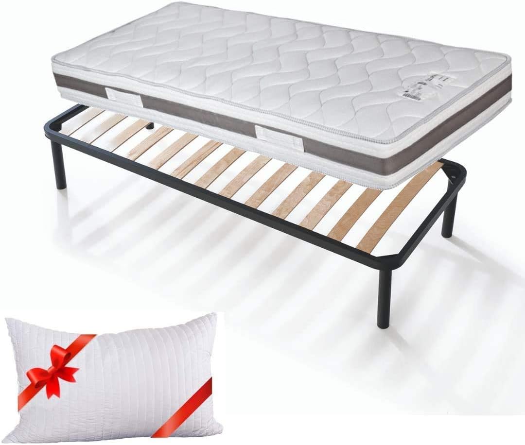 Rete Letto 120x200 Cm Con Doghe Legno E Telaio Acciaio - Altezza 41 Cm, Capacità Carico 200 Kg - Foto 2