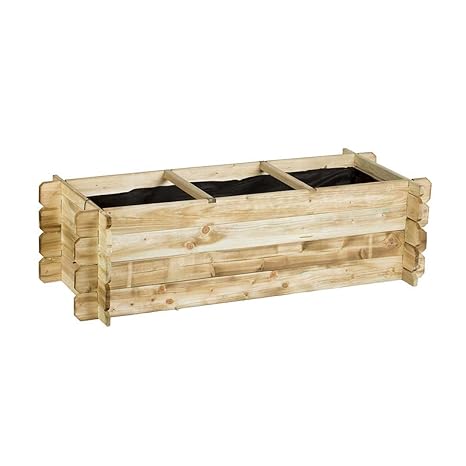 Catral 75010007 Gemüsegarten 3 Hohlräume Flat, Kiefer, 140 x 60 x 40 cm