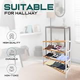 1ABOVE Bamboo Shoe Rack Plant Rack 4 Tier White Natural view 8