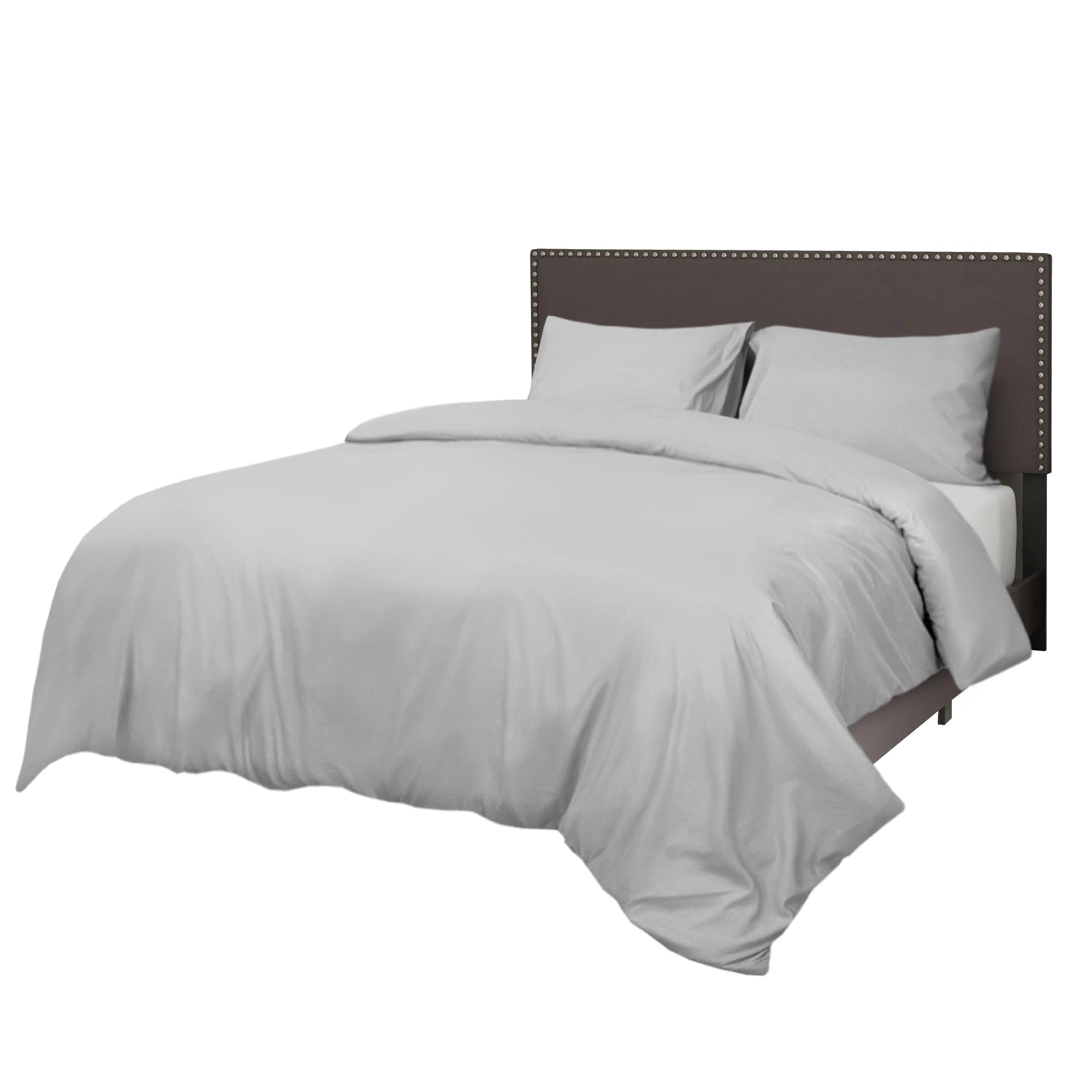 Sapphire Collection Bedding Duvet Cover Soft Brushed Microfibre Duvet Cover with Pillowcases Bedding Quilt Cover Set Wrinkle free (Silver, King)