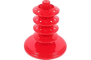 FRCOLOR Red Multi-Layer Lollipop Holder Display Stand 4-Tier Candy Rack with Circular Multi-Hole Design