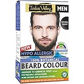 Indus Valley 100% botanical Hypo Allergic Beard Color for Men, Men's Natural Beard Hair Coloring Kit, Amonia & PPD Free Made up of 8 Organic Ingredients, Vegan Free (100g+ 15ml)(Black)