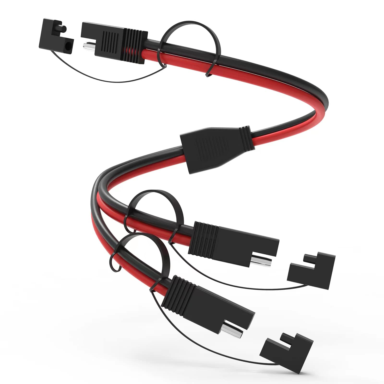 Photo 1 of 14AWG SAE Y Splitter Cable SAE Quick Disconnect Connector, DC Power Automotive Adapter 1 to 2 SAE to SAE Extension Cable for Solar Panel Battery Charger, 12 inch with Waterproof Caps