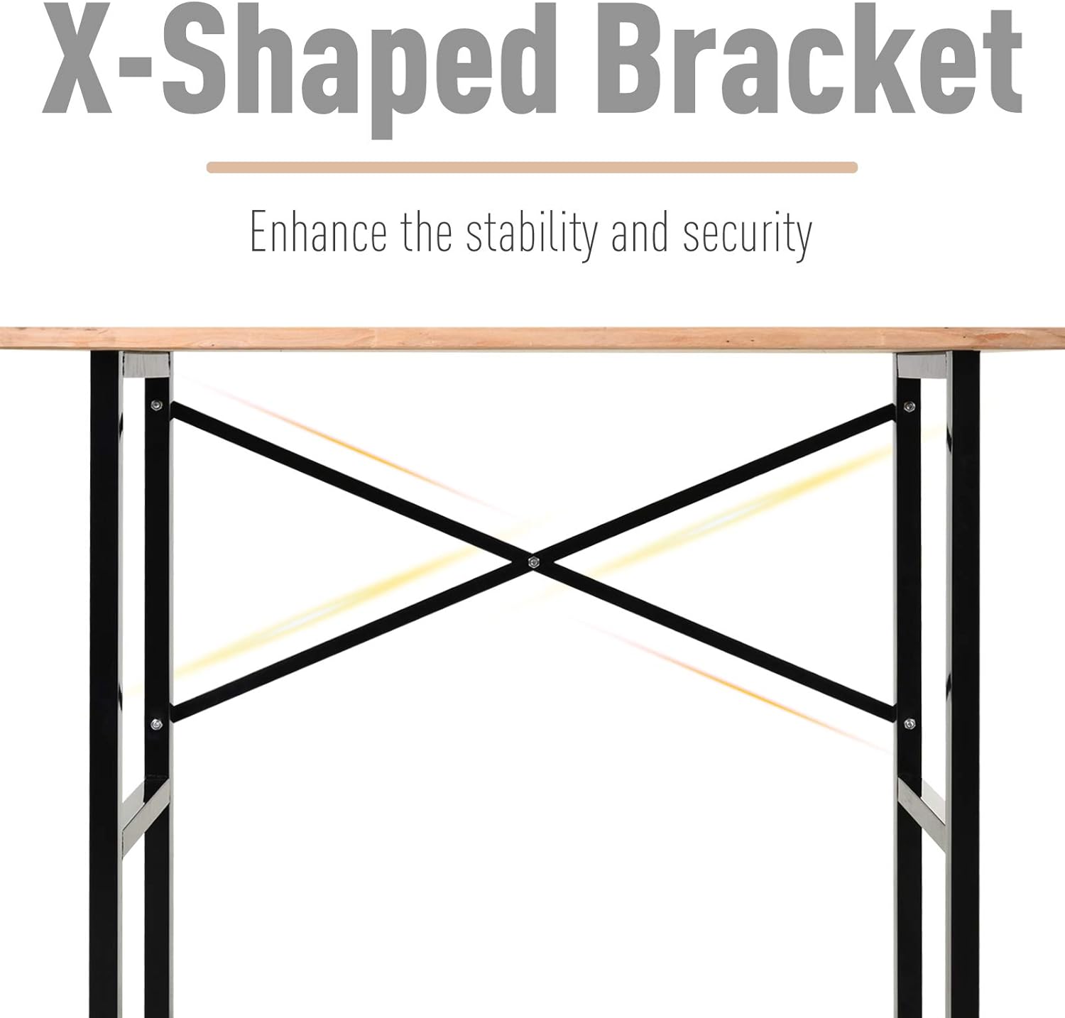 HOMCOM 46"L x 28"W Fir Wood Work Table with X-Shape Bracket for High Stability, and Large Tabletop, Natural/Black - - 