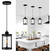 Osimir Black Pendant Lights Kitchen Island, 1-Light Modern Mini Hanging Light Fixtures with Clear Glass, Farmhouse Kitchen Pe
