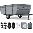 Umbrauto Pop Up Folding Camper Cover Upgraded 7 Layers Top Tent Trailer Cover Waterproof Extra Thick Polypropylene Breathable Ripstop Anti-UV Pop Up Folding Trailer Cover Fits 8' - 10' Trailers