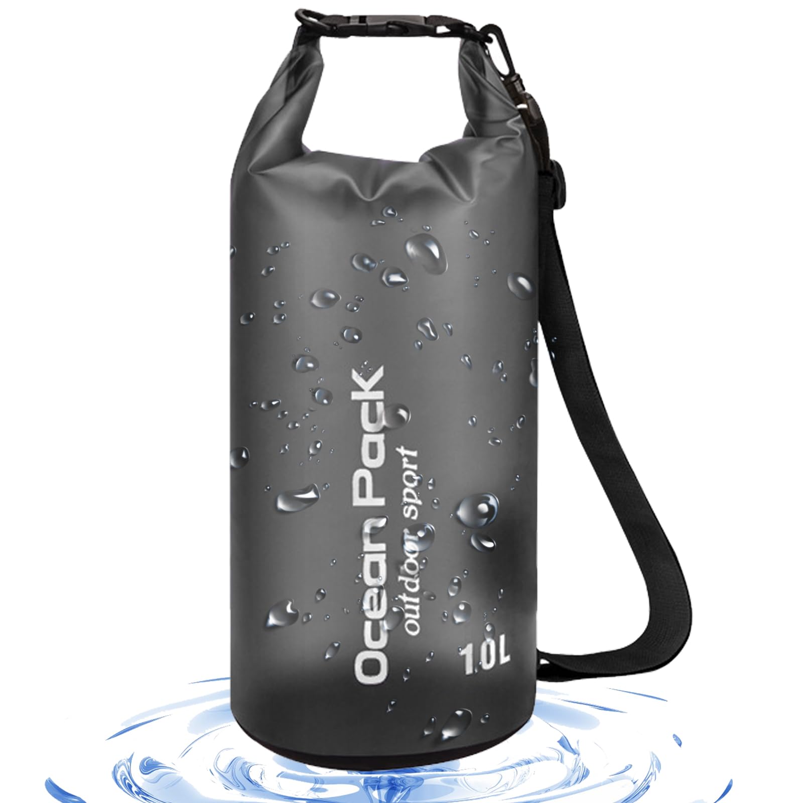 DKDDSSS 10L Waterproof Dry Bag, Backpack Dry Sack, Swimming Bag with Adjustable Shoulder Straps, for Travelling Fishing Cycling Kayaking Swimming Boating Beach (Black)